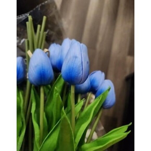 New 20pcs Light Blue Artificial Tulip Silk Fake Flowers 13.5" for Mother's Day - Picture 2 of 2